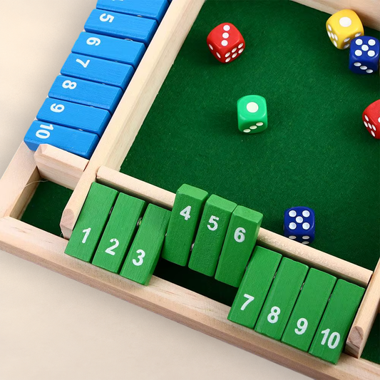 4-Player Wooden Shut the Box Maths Dice Game – view 2