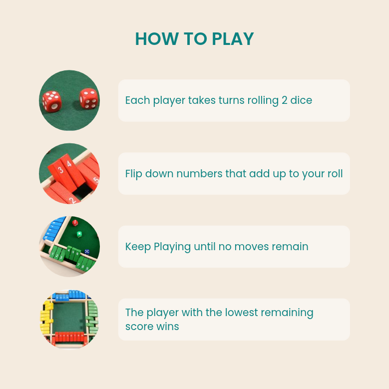 4-Player Wooden Shut the Box Maths Dice Game – view 4