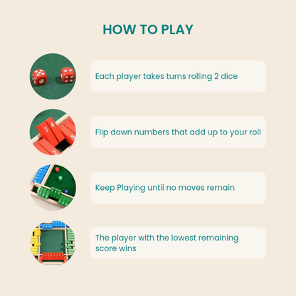 4-Player Wooden Shut the Box Maths Dice Game – view 4