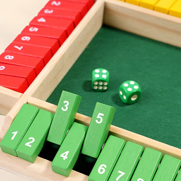 4-Player Wooden Shut the Box Maths Dice Game – view 3