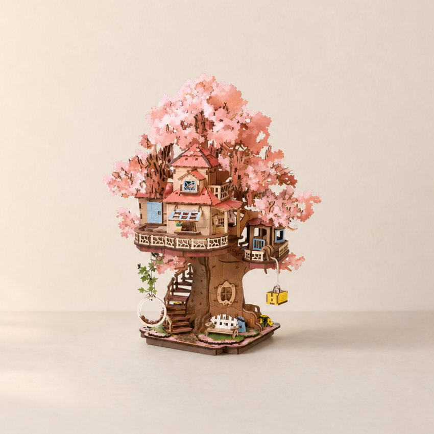 Sakura Blossom Tree House 3D Wooden Puzzle