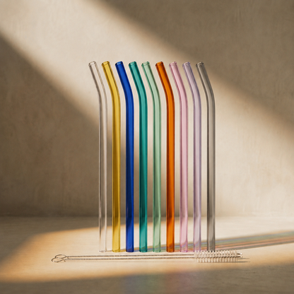 Multi-Coloured Glass Straws