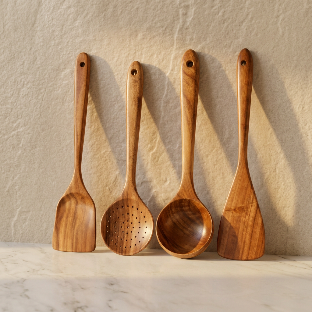 Teak Wood Utensil Set 4pc