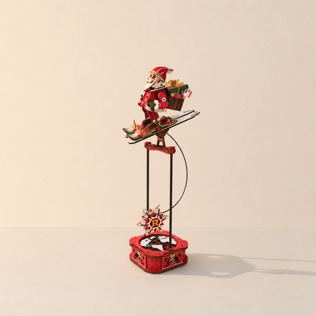 Gravity Swing Santa on Skis 3D Wooden Puzzle
