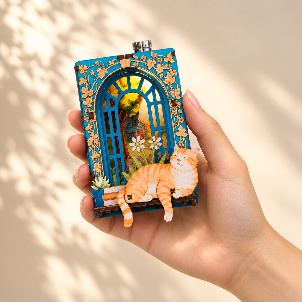 Lazy Cat 3D Wooden Puzzle Fridge Magnet – view 2