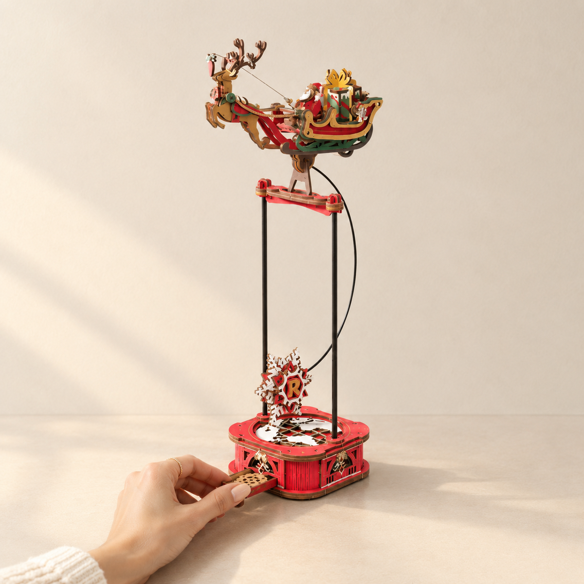 Santa on Sleigh Pendulum 3D Wooden Puzzle – view 3