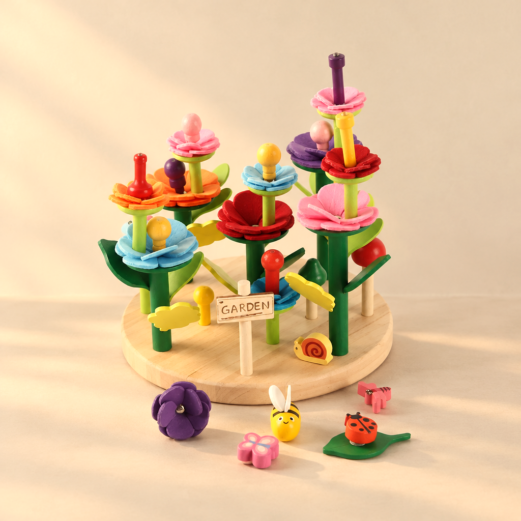 Wooden Flower Garden Stacking Toy